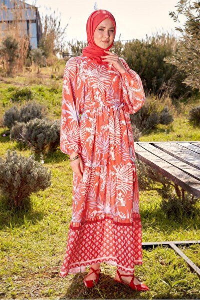 Alvina Patterned Belted Dress - Model 44578