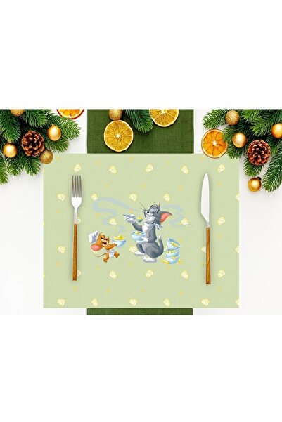 Adawall Home Green Tom & Jerry Set de 4 serviciu american din stofă 35x50cm