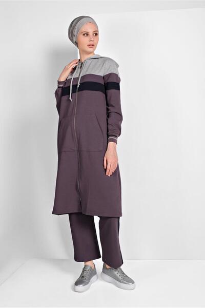 TRENDTESETTÜR KADIN YEŞİL (ÜZÜM) FERMUARLI EŞOFMAN TAKIMI 25104