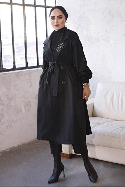 TRENDTESETTÜR Γυναικεία καμπαρντίνα με μαύρη ζώνη T 9329