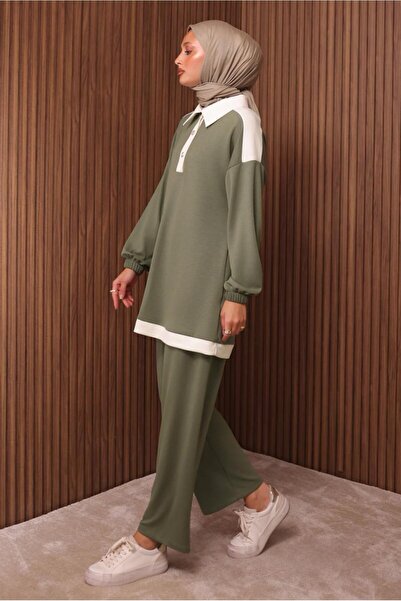 TRENDTESETTÜR Women's Green (Young) Shirt with Collar and Pants Suit t 4135