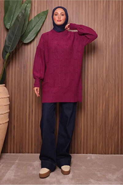 TRENDTESETTÜR Women's Fuchia Knitwear Tunic t 6107