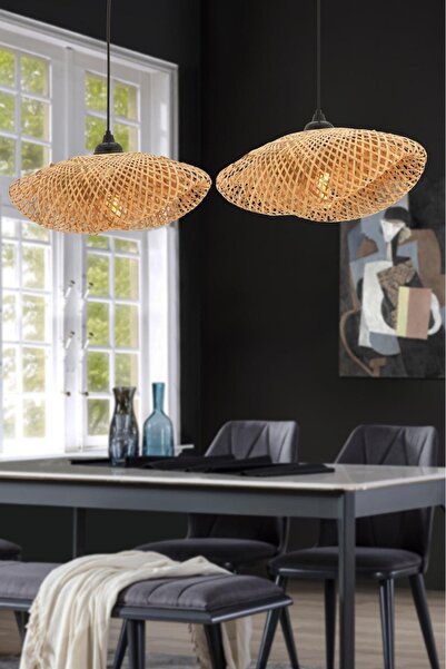 burenze Modern Nordic Tasarım Bamboo Avize Hasır Avize 1.sınıf Kalite 400mm Çap Ferahlık Katar