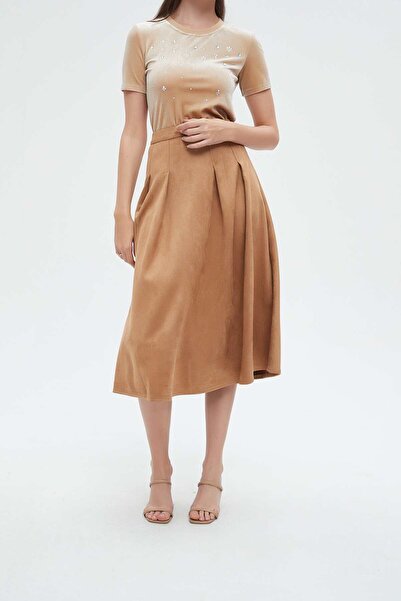 Nichii Ruffled Solid Midi Skirt