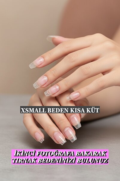 Easy Beauty 100 Adet Jel Tips XSMALL Beden Kısa Küt Protez Takma Tırnak Seti