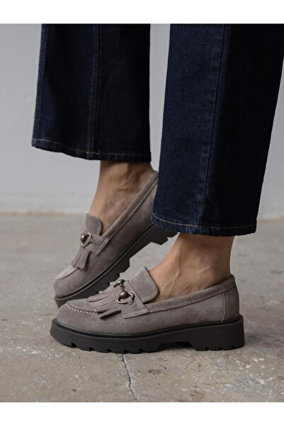 ECENİN BUTİĞİ Osim Mink Suede Genuine Leather Women's Loafers