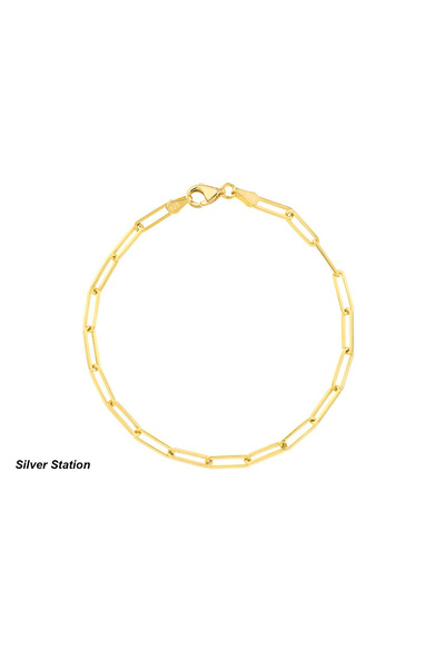 Silver Station Altın Renk Gümüş Bileklik Ataç Zincir 15-16-17-18-19-20 Cm
