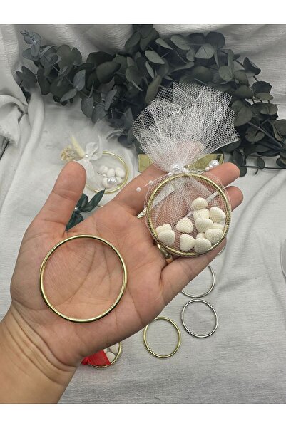 Genel Markalar Gold 5 Cm Nikah Şekeri Hediyelik Demir Halka 50 Adet (SADECE H...
