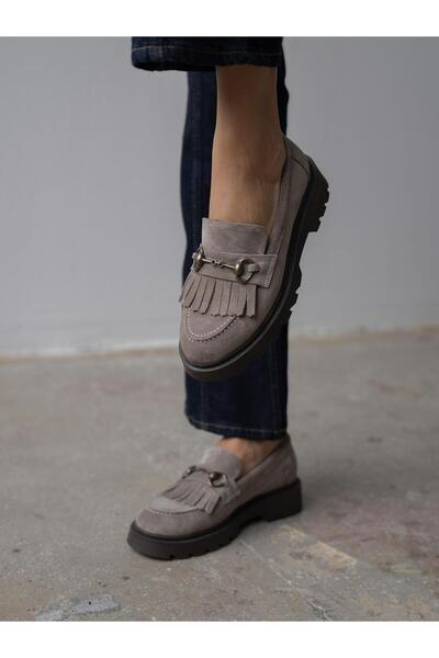 ECENİN BUTİĞİ Osim Mink Suede Genuine Leather Women's Loafers