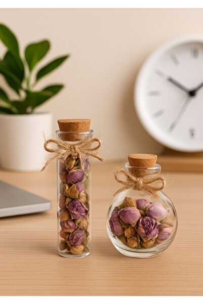 Şirin 2’li Karışık Cam Kavanozda Kurutulmuş Gül Tomurcuğu Seti – Doğal & Deko...