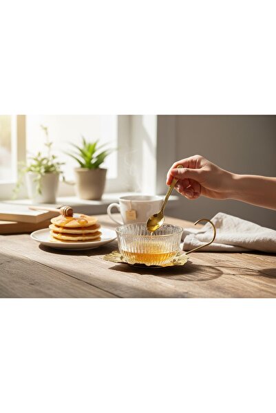 ROY KING Queen Anne Qa 72 Yaprak Reçellik Kaşıklı Tabaklı Gold 18*15 Cm