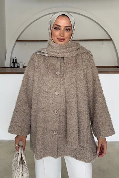 Safgiyim44 Scarf Plush Jacket Mink