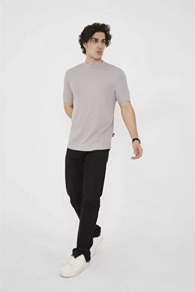 ARONA Mdb Unisex Crew Neck Slim Fit T-Shirt Stone