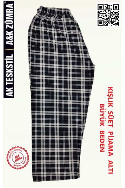 A&K ZÜMRA Mother Model Winter Suede Pajama Bottoms Without Pockets Plus Size