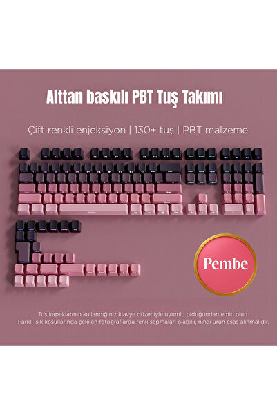 Leaven Mekanik Klavye Keycaps Seti- 130 Tuş PBT Çift Baskılı-Alttan Baskılı G...