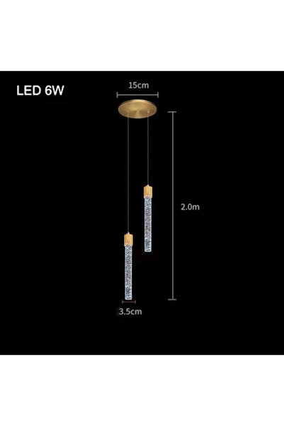 Choice 3 ألوان قابلة للتغيير باللون الذهبي - مصباح معلق من الكريستال الاسكندنافي برأسين، مصباح سقف LED بجانب السرير