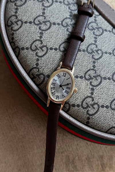 thekam ساعة يد نسائية باللون البني العتيق، ساعة نسائية كلاسيكية