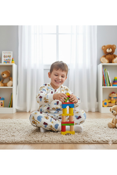 ÖZLEM BEBE Özlem Bebe 1-6 Years Old Safari Patterned Intermediate Filled Fiber Child Sleeping Bag