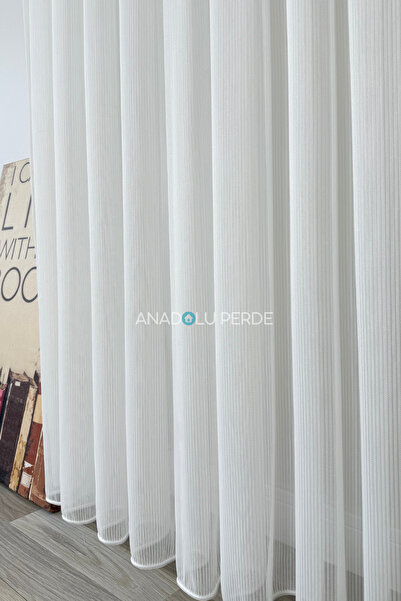 istper Ekru Makarna Simli Tül Perde | 1/3 Sık Pile | Kurşunlu | Salon, Oturma ve Yatak Odasına Uygun