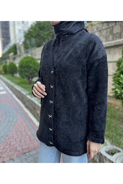 faden official Fiyonk düğmeli peluş hırka