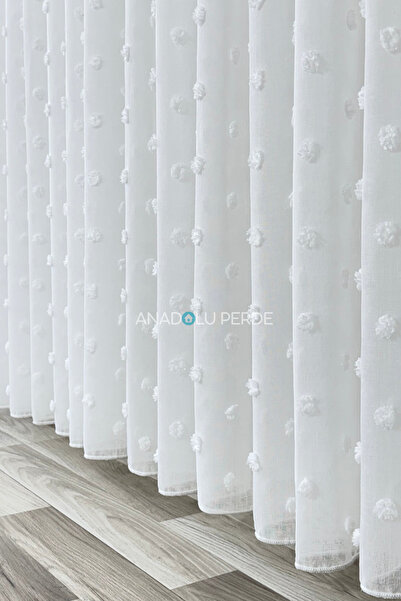 istper Ponponlu Puffy Lüks Keten Tül Perde | Ağır Gramajlı | Ütü Gerektirmez | Sık Pile | Şık ve Doğal Doku