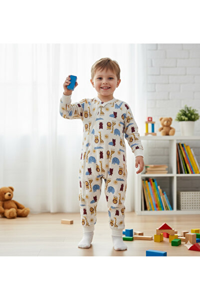 ÖZLEM BEBE Özlem Bebe 1-6 Years Old Safari Patterned Intermediate Filled Fiber Child Sleeping Bag