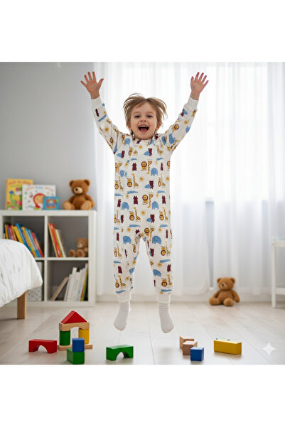 ÖZLEM BEBE Özlem Bebe 1-6 Years Old Safari Patterned Intermediate Filled Fiber Child Sleeping Bag