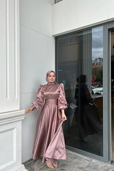 KADEL Mabella Elbise Gül Kurusu Elbise,mezuniyet,balo,gece Elbisesi