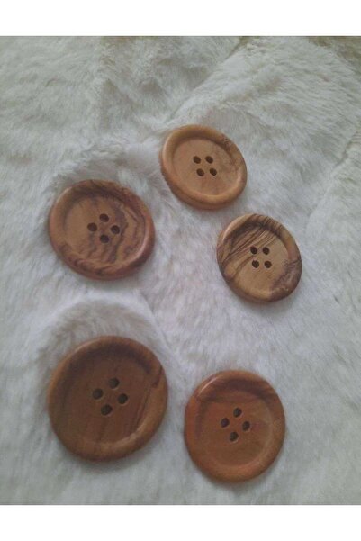 İMREN AKSESUAR Doğal Ahsap Tahta Düğme 3 Cm 1 Paket 5 Adet
