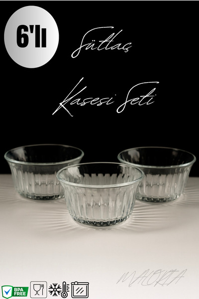 Maloria Cam Sütlaç Kasesi | 6'lı - 300cc