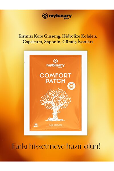 My Binary Global Comfort Patch Hızlı Etkili Doğal Ginseng Ağrı Bandı Uzun Süreli Etki Transdermal Bant 25 Adet