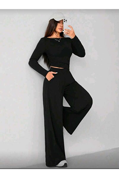 modlux ΧΕΙΜΕΡΙΝΟ ΜΑΥΡΟ Γυναικείο φαρδύ αθλητικό παντελόνι μεγάλου μεγέθους, μ...