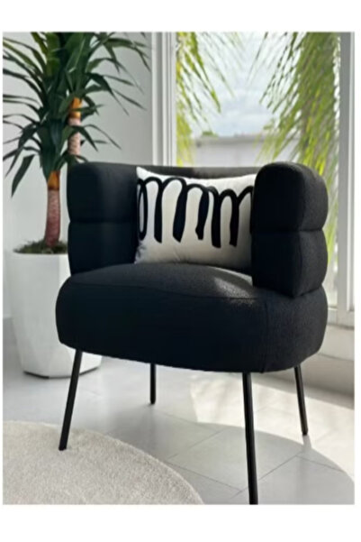 Crestj Krist G Bouclé Fabric Chair Elegant Design Black