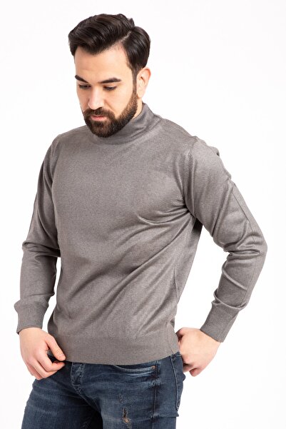 Mutlu City Чоловічий тонкий вовняний трикотаж, прямий крій, комір-стійка, кофта з коміром-стійкою 5140