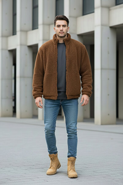 İnsane Minds Men's Plush Jacket Thick Oversize Zipped