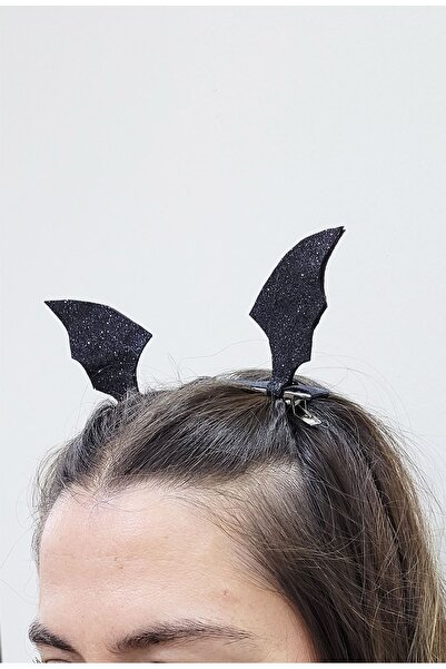 Tasarım Sentezi 2 قطعة من مشابك الشعر لحفلات الهالوين ورأس السنة الجديدة، مشبك شعر لامع على شكل خفاش لحفلات الكريسماس، زي حفلات إيفا