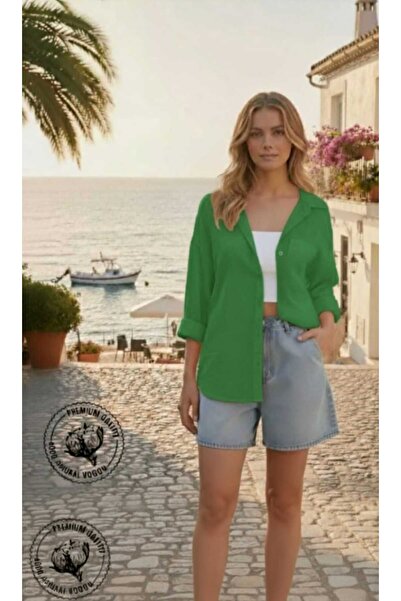 blackbonds Kadın Keten Gömlek Yazlık Oversize Gömlek Yeni Sezon