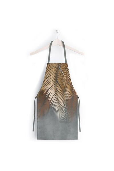 Adawall مريلة مطبخ بتفاصيل أوراق النخيل البنية (كتان، شهادة دولية للغسيل وعدم التلاشي)