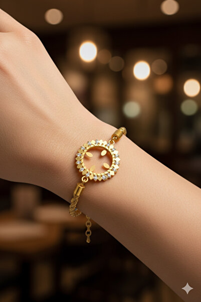 stainless steell Halat Zincirli Çeyrek Altın Çerçeveli Çelik Bileklik