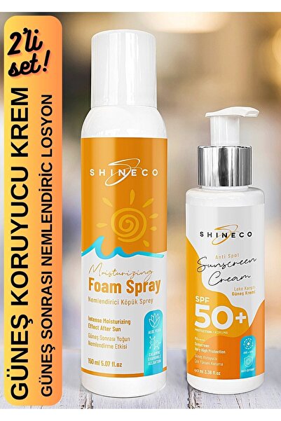 Shineco 50+ spf Koruyucu Leke Karşıtı Güneş Kremi 90ml, Güneş Sonrası Yoğun N...