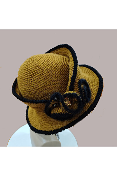 drt tasarım El Örgüsü Kadın Hardal Şapka Standart | Ilkbahar-yaz | Anneler Günü Hediyesi