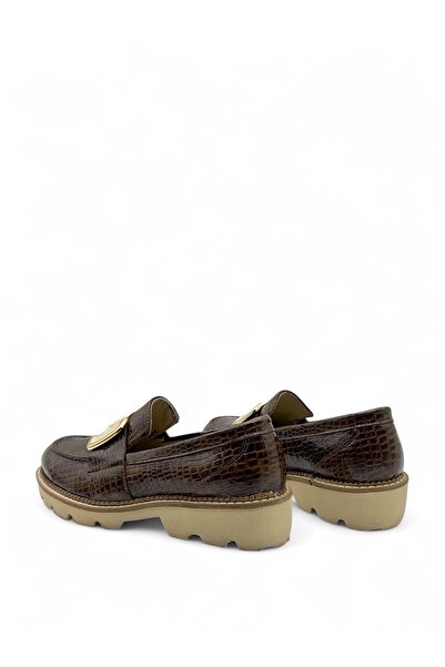 Vrs Shoes Harlow Kahverengi Hakiki Deri Kroko Maskülen Kadın Loafer