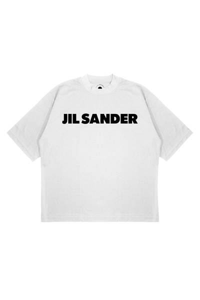 PURE EFFECT تي شيرت للجنسين كبير الحجم مطبوع عليه حروف ساندر من القماش السميك