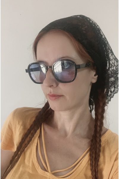 VENÜS MODA by Pınar Δαντελένιο μαντήλι μπαντάνα δαντελένιο κασκόλ μαύρο μπαντάνα 70 εκ. πλάτος