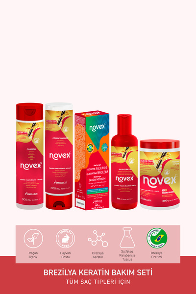 NOVEX Brezilya Keratin - Kurumuş Ve Zarar Görmüş Saçlar Için Saç Bakım Seti -