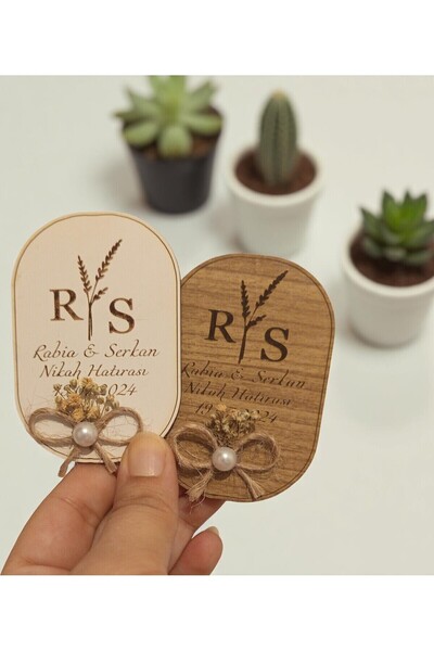 ereltasarım 25 Adet Elips Ahşap Magnet Söz Nişan Kına Nikah Hediyelik Organiz...