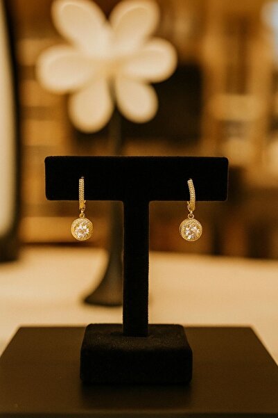 FD TAKI VE AKSESUAR FD TAKI ALTIN RENKLİ TAŞLI SALLAMALI KÜPE