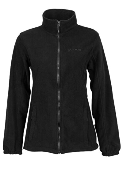 2AS Pello Tam Fermuarlı Heavy Kadın Polar Sweatshirt Siyah