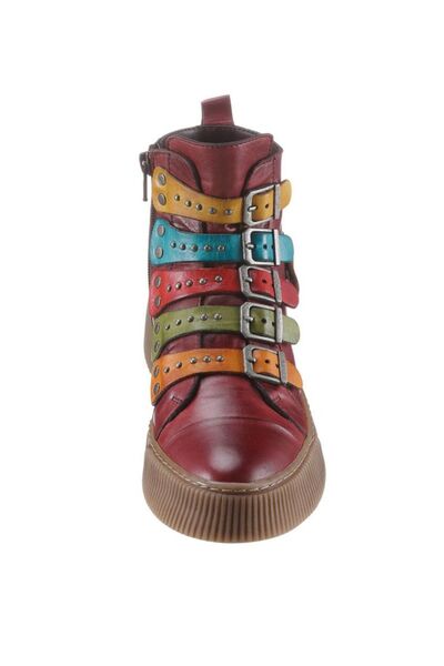 İNZE AYAKKABI Burgundy & Colored Genuine Leather Boots - Model Name Hepburn