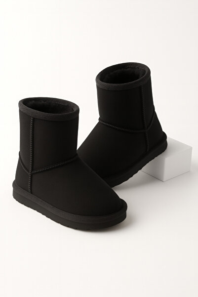 Zilvana Kız Çocuk Siyah Normal Boy Kürklü Kışlık Bot